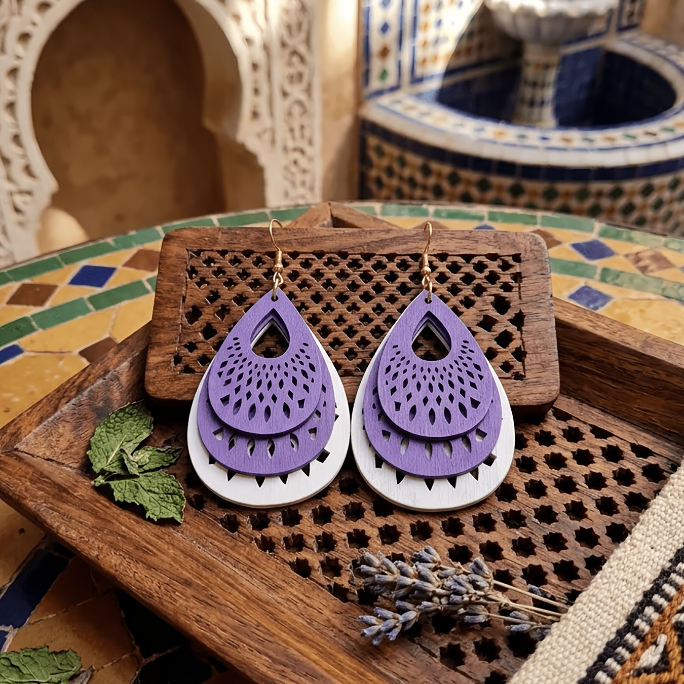 Women's Bohemian Multi-Layer Hollow Water Drop Earrings